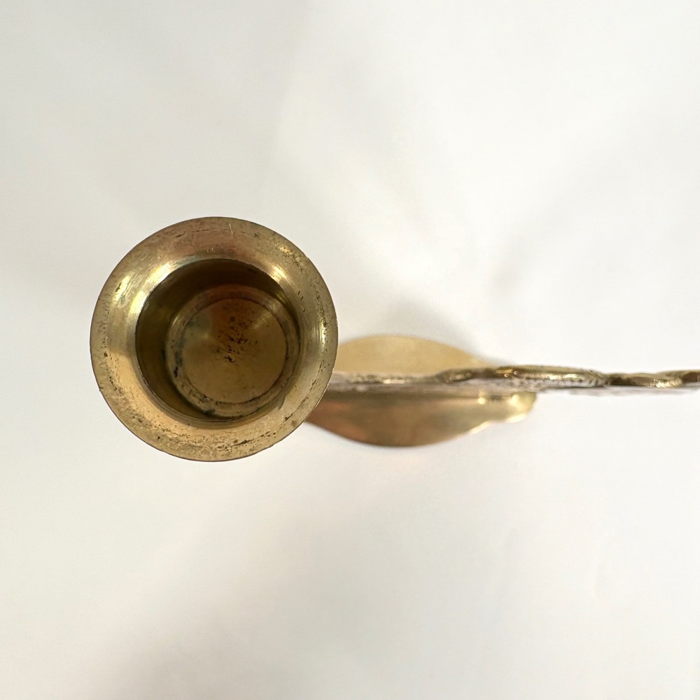 Vintage Brass Kneeling Angel Taper Candle Holder Gold Winged Figurine 12 Inch - Picture 7 of 9